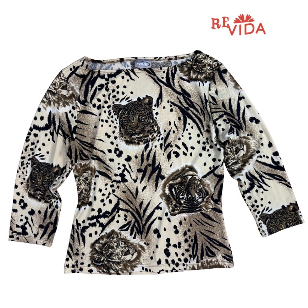 Rave 90's Y2K Tiger Blouse - Picture 1 of 3